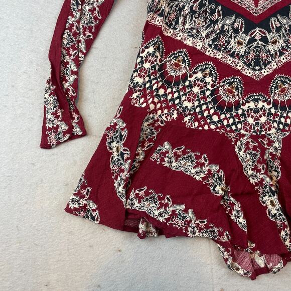 Free People Smooth Talker Womens Sz XS Boho Mini Dress Red - Picture 2 of 12